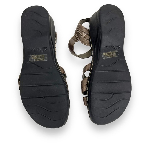 Clarks Bendables Bronze Comfort Strappy Sandals Size 7 - Picture 7 of 8